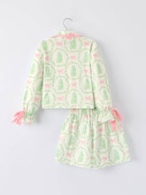 Load image into Gallery viewer, Christmas Tree & Bow Print Girls Pajama Set