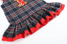 Load image into Gallery viewer, Navy and Red Plaid Reindeer Ruffle Dress