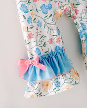 Load image into Gallery viewer, Halloween Baby Girls Ruffle Pumpkin Applique Floral Print Bow Romper