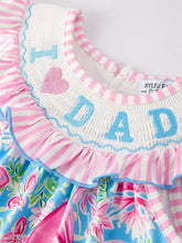 Load image into Gallery viewer, “I ❤ DAD ”Embroidery Smocking Baby Girls Dress