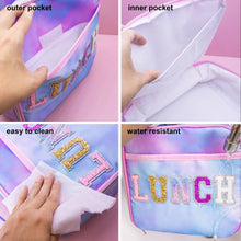 Load image into Gallery viewer, Tie Dye Glitter Varsity Letter Insulated Lunch Bag Lunchbox