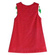 Load image into Gallery viewer, Red Corduroy Christmas Applique Bow Dress