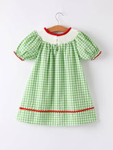 Load image into Gallery viewer, Back To School Girls Green Plaid Smocking Dress