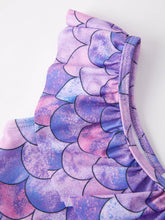 Load image into Gallery viewer, Purple Fish Scale Print Girls Boutique Swimsuit
