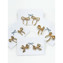 Load image into Gallery viewer, Gold Bow Earrings