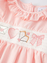 Load image into Gallery viewer, Valentine's Day Letter Heart Bow Arrow Smocking Embroidery Girls Outfits Set