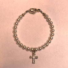 Load image into Gallery viewer, Classic Pearl (Ornate Cross) Baby Child Kid Bracelet Jewelry