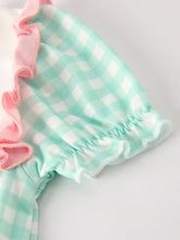 Load image into Gallery viewer, Thanksgiving Day Fall Pumpkin Flowers Embroidered Check Girls Romper