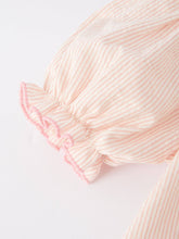 Load image into Gallery viewer, Valentine's Day Baby Girls Letters Heart Smocking Embroidered Stripes Dress