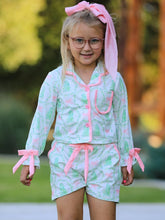 Load image into Gallery viewer, Christmas Tree & Bow Print Girls Pajama Set