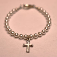 Load image into Gallery viewer, Classic Pearl (Ornate Cross) Baby Child Kid Bracelet Jewelry