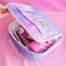 Load image into Gallery viewer, Tie Dye Glitter Varsity Letter Insulated Lunch Bag Lunchbox