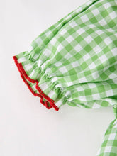 Load image into Gallery viewer, Back To School Girls Green Plaid Smocking Dress