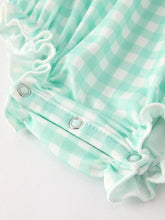 Load image into Gallery viewer, Thanksgiving Day Fall Pumpkin Flowers Embroidered Check Girls Romper