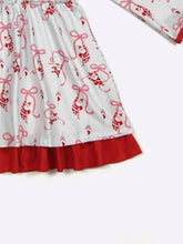 Load image into Gallery viewer, Ribbon Santa Girls Dress