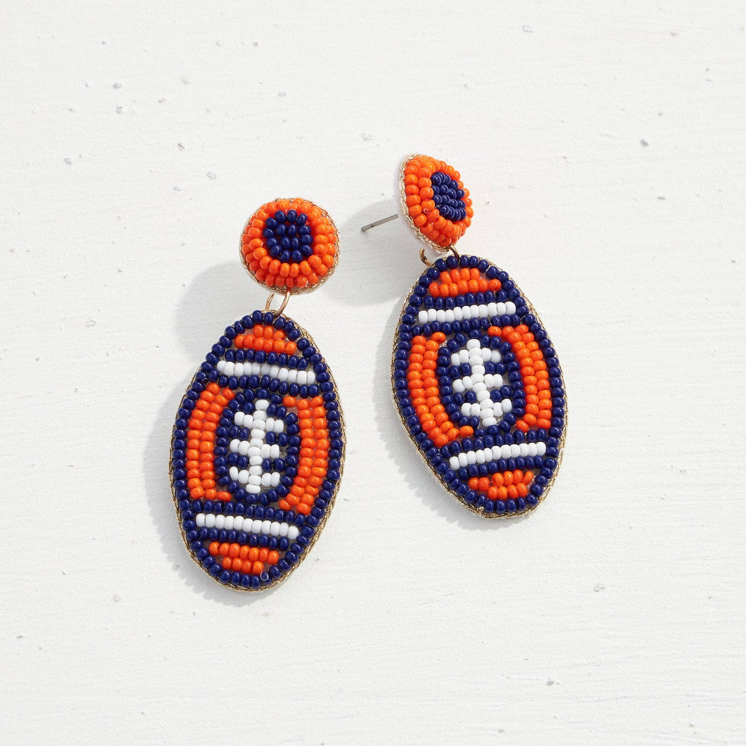 College Football Seed Bead Earrings