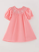 Load image into Gallery viewer, Pink Smocking Embroidered Crucifix Girls Dress

