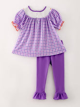 Load image into Gallery viewer, Halloween Girls Purple Smocking Ghost Bow Embroidery Set

