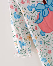 Load image into Gallery viewer, Halloween Baby Girls Ruffle Pumpkin Applique Floral Print Bow Romper
