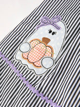 Load image into Gallery viewer, Halloween Striped &quot;Trick Or Treat&quot; Smock Embroidered Baby Girl Dress
