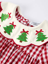 Load image into Gallery viewer, Christmas Embroidered Christmas Tree Plaid Girls Dress
