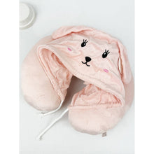 Load image into Gallery viewer, Velvety Bunny Travel Neck Pillow with Hoody
