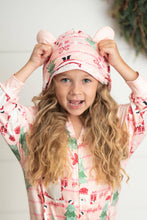 Load image into Gallery viewer, Kids Pink Santa Lounge Zip Hoodie Onesie with Critter Ears
