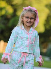 Load image into Gallery viewer, Christmas Tree &amp; Bow Print Girls Pajama Set
