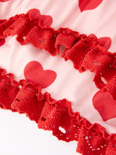 Load image into Gallery viewer, Valentine&#39;s Day Heart Print Ruffle Long Sleeve Dress
