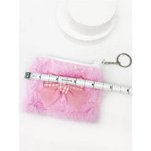 Load image into Gallery viewer, Faux Fur with Bow Detail Coin Purse with Key Ring
