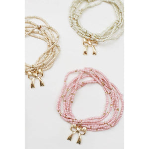 Seed Bead  with Bow Pendant Bracelet