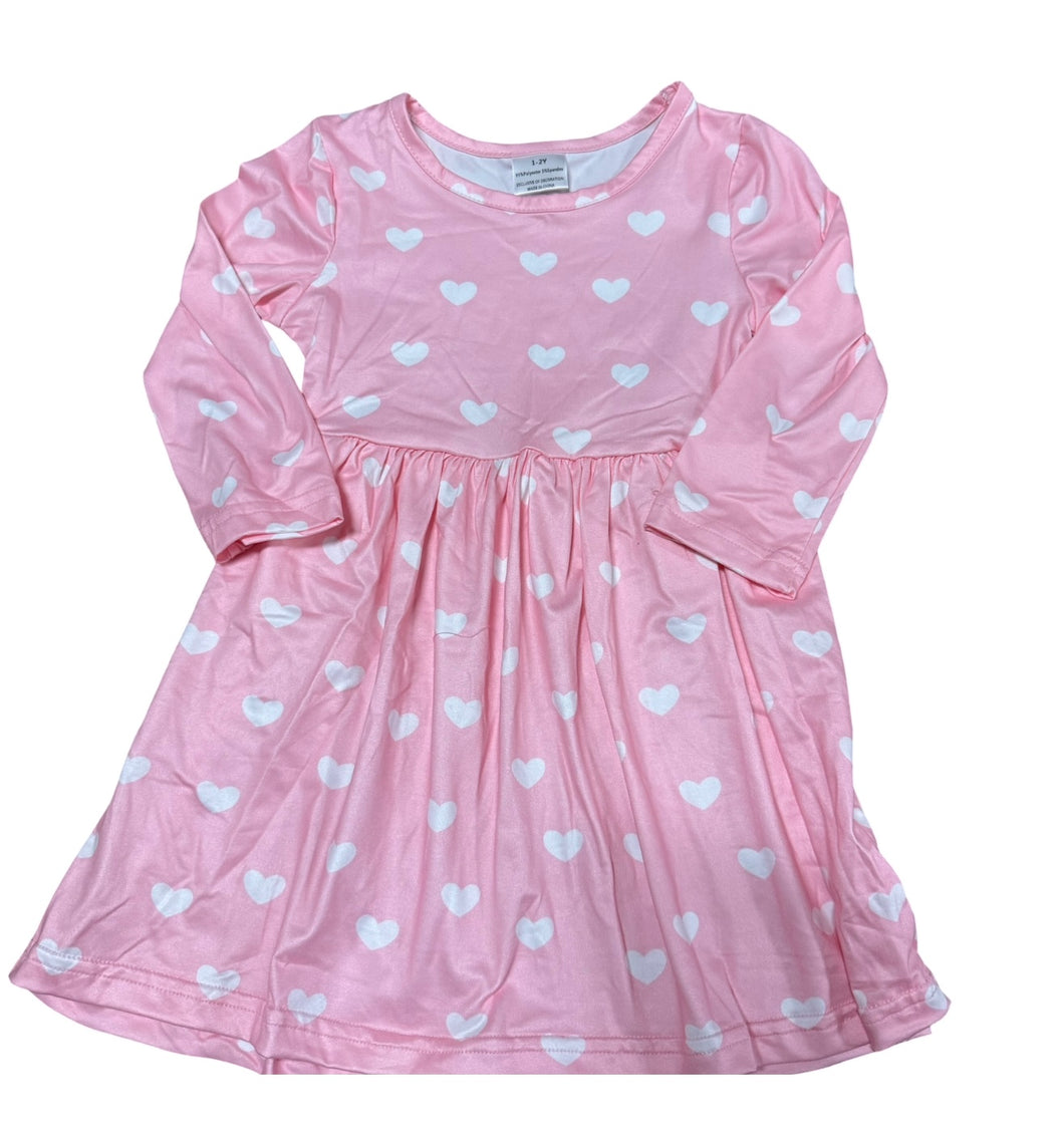 Pink/White Hearts Twirl Dress