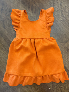 Suede Burnt Orange Twirl Dress