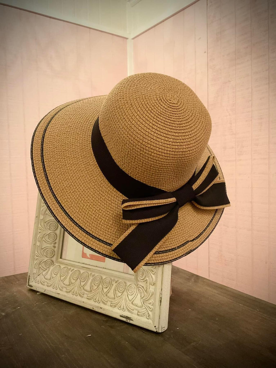 Black/Nude Bow Sunhat