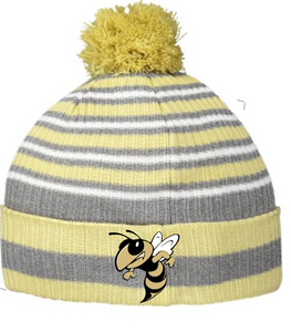 Striped Jacket Puff Ball Beanie