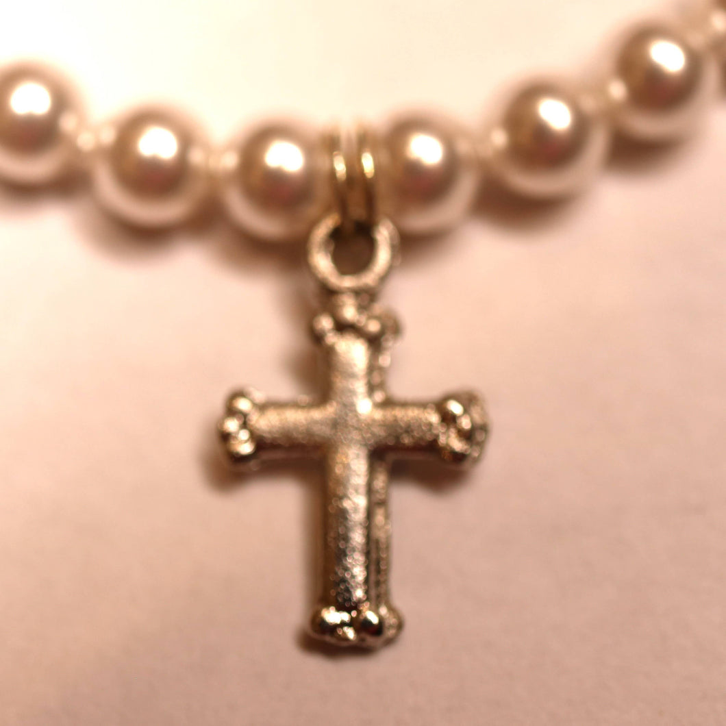 Classic Pearl (Ornate Cross) Baby Child Kid Bracelet Jewelry