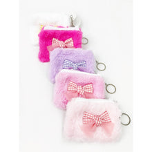 Load image into Gallery viewer, Faux Fur with Bow Detail Coin Purse with Key Ring
