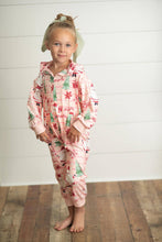 Load image into Gallery viewer, Kids Pink Santa Lounge Zip Hoodie Onesie with Critter Ears

