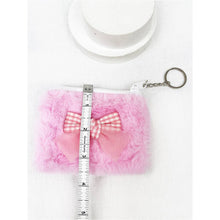 Load image into Gallery viewer, Faux Fur with Bow Detail Coin Purse with Key Ring
