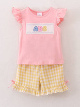 Load image into Gallery viewer, Back To School Girls &quot;ABC&quot; Embroidered Ruffle Set
