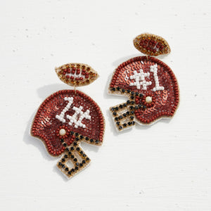 Football Helmet Seed Bead Earrings