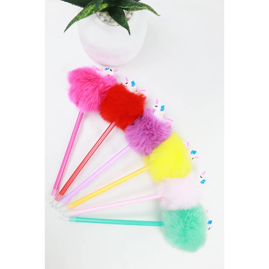 16-Pcs Unicorn Pom Pom Pen