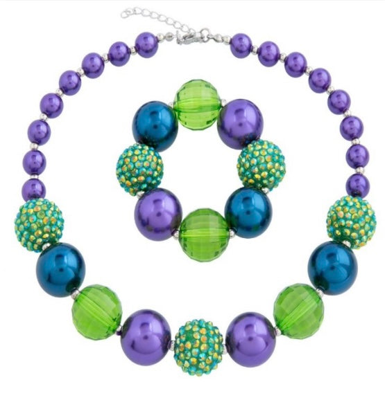 Green and Purple Bubble gum necklace